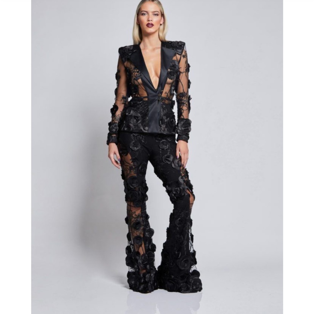 Zhivago Black Ribbed Detail Pants